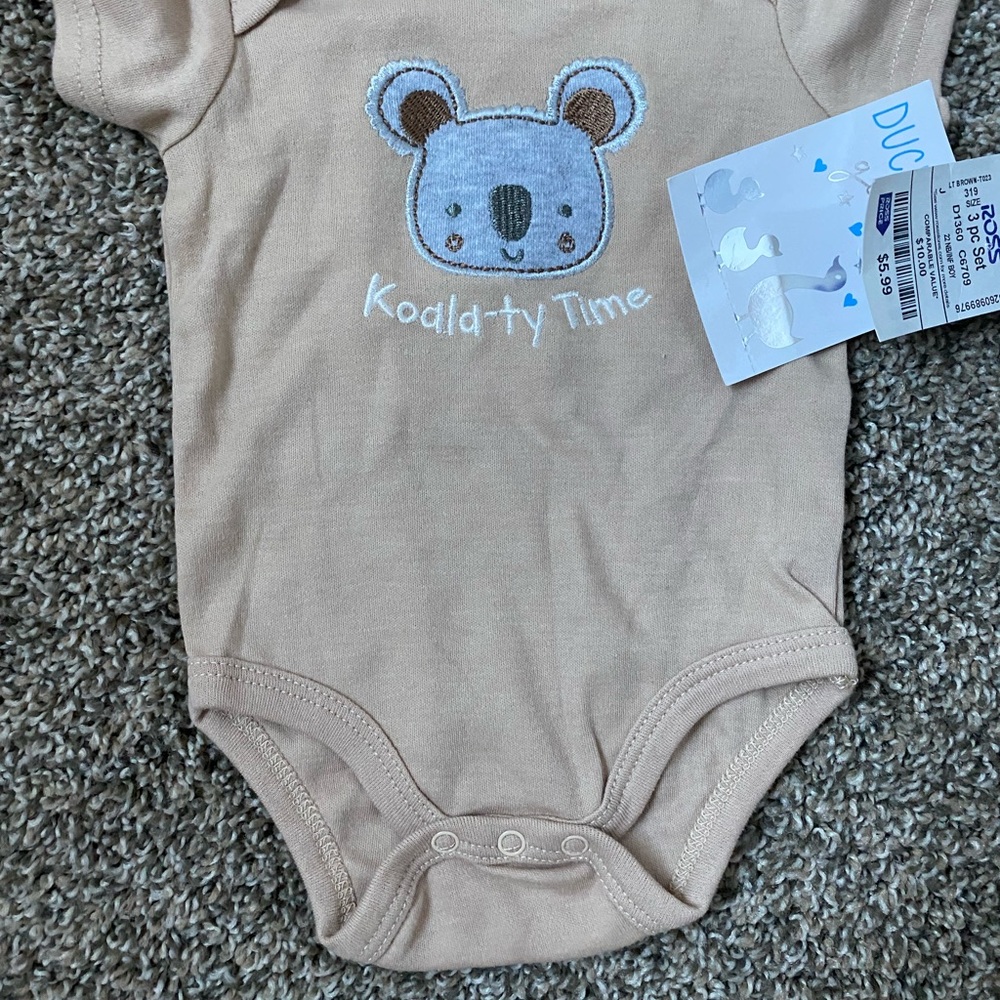 Koala Embroidered Kids One Piece - Tan